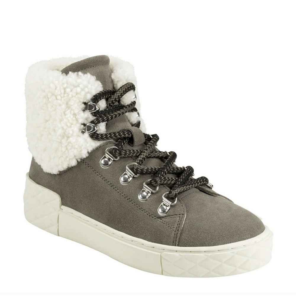 Marc Fisher Olive Suede Shearling Winter Sneaker Boot 9